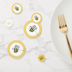 Grey and Yellow Bumble Bee Baby Shower Confetti