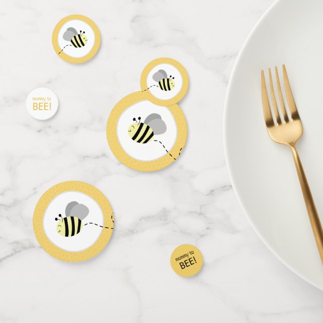 Grey and Yellow Bumble Bee Baby Shower Confetti (Group)