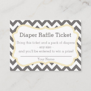 Grey and Yellow Chevron Diaper Raffle Ticket Enclosure Card