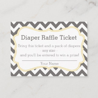 Grey and Yellow Chevron Diaper Raffle Ticket Enclosure Card