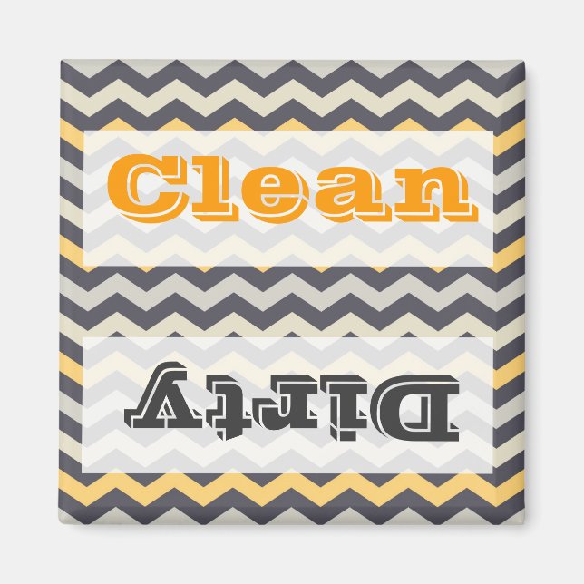 Grey and Yellow Chevron Stripe Zig Zag Kitchen Set Magnet (Front)