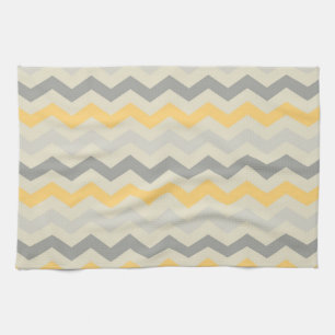 Grey and Yellow Chevron Stripe Zig Zag Kitchen Set Tea Towel