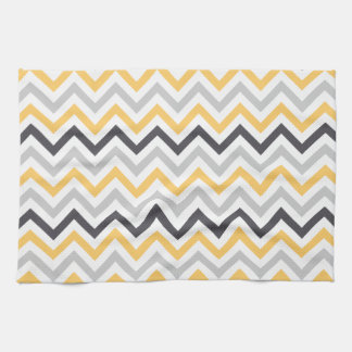 Grey and Yellow Chevron Stripes Pattern Tea Towel