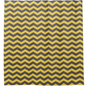 Grey and Yellow Chevron Stripes Shower Curtain