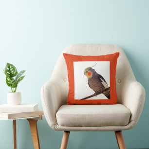 Grey and Yellow Cockatiel Pet Bird Colour Photo Cushion