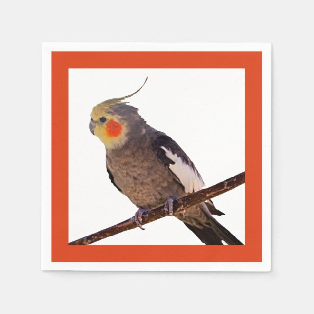 Grey and Yellow Cockatiel Pet Bird Colour Photo Napkin (Front)
