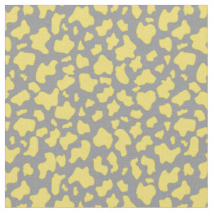 Grey and yellow cow print custom size fabric