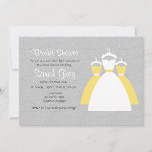 Grey And Yellow Custom Bridal Shower Invites