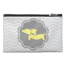 Grey and Yellow Dachshund Wiener Dog Accessory Bag