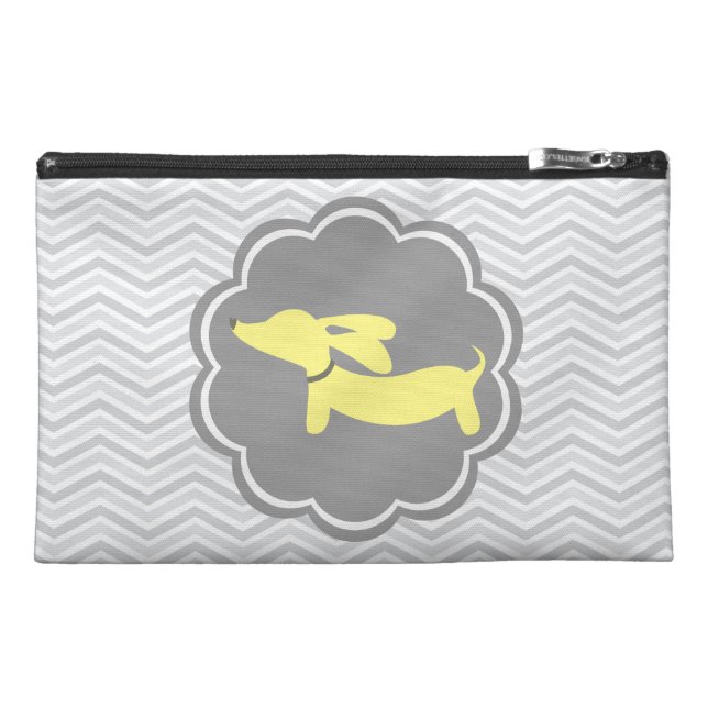 Grey and Yellow Dachshund Wiener Dog Accessory Bag (Front)