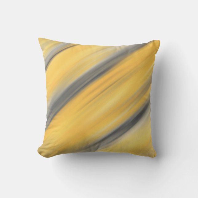 Grey and Yellow Diagonal Abstract Cushion (Front)