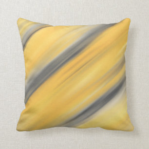 Grey and Yellow Diagonal Abstract Cushion