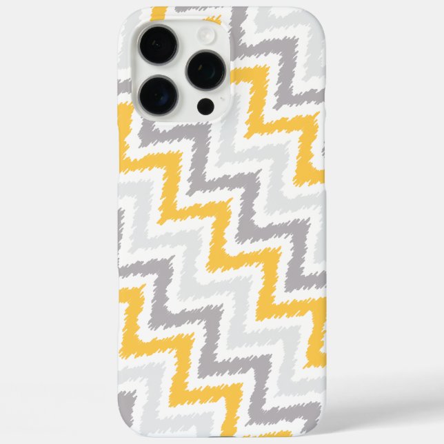 Grey and Yellow Diagonal Zigzag Ikat Pattern Case-Mate iPhone Case (Back)