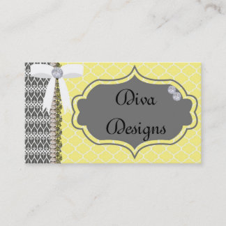 Grey and Yellow Diva Business Card