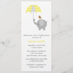 Grey and Yellow Elephant Baby Shower Invitation