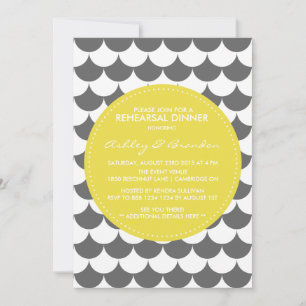 Grey and Yellow Mod Rehearsal Dinner Invitation