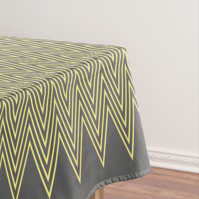Grey And Yellow Modern Abstract Geometric Design Tablecloth (In Situ)