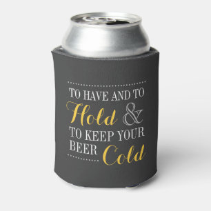 Grey and Yellow Modern Wedding Monogram Can Cooler