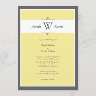 Grey and Yellow Monogram Wedding Invitations