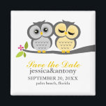 Grey and Yellow Owls Wedding Magnet<br><div class="desc">Custom magnets featuring an adorable couple of owls perched on a tree branch can be used as save the date announcements,  favours,  bridesmaid gifts,  etc. Perfect for weddings,  bridal showers,  bachelorette parties,  anniversary parties,  valentines day,  etc. More colour choices available in our store.</div>
