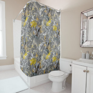 Grey and yellow plant leaf 2021 colours shower curtain
