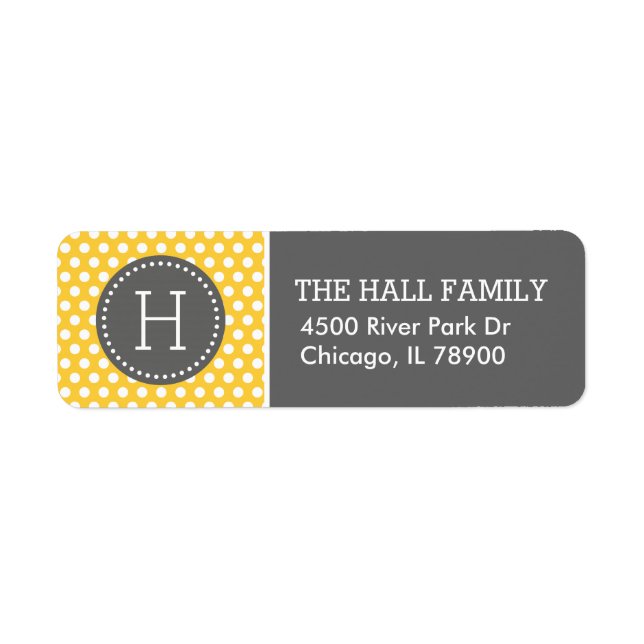 Grey and Yellow Polka Dots Monogram (Front)