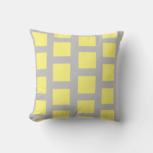grey and yellow print, cushion (Front)