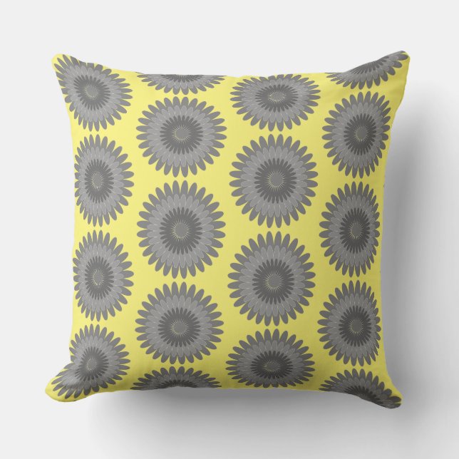 grey and yellow print, cushion (Front)