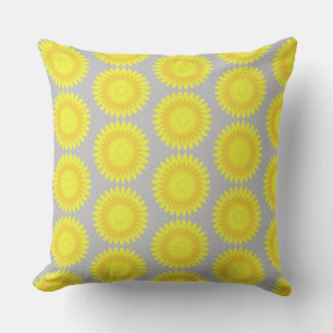grey and yellow print, cushion