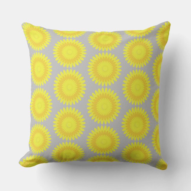 grey and yellow print, cushion (Front)