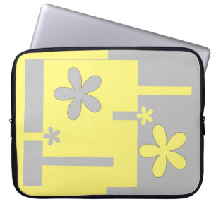 grey and yellow print, laptop sleeve