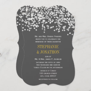 Grey and Yellow Romantic Starry Evening Wedding Invitation