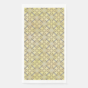 Grey and Yellow Scrolled Diamond Pattern Napkin