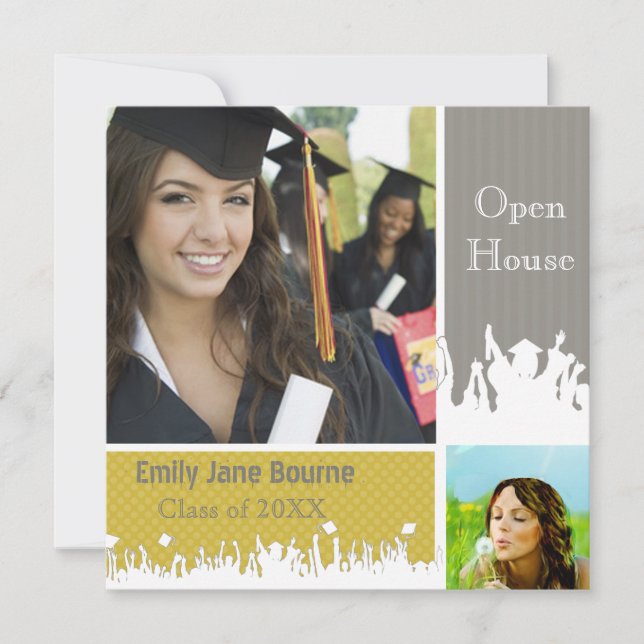 Grey and Yellow Senior Pictures Class of 2012 Announcement (Front)