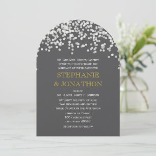 Grey and Yellow Shooting Stars Wedding Invitations