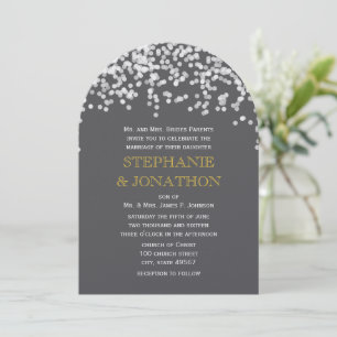 Grey and Yellow Shooting Stars Wedding Invitations