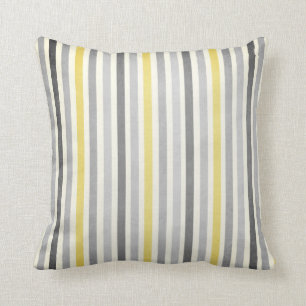 Grey and Yellow Stripes Cushion