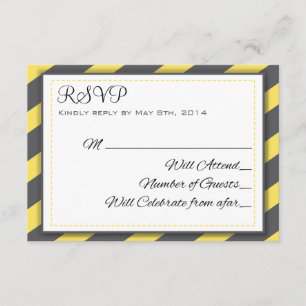 Grey and Yellow Stripes Elegant RSVP Card
