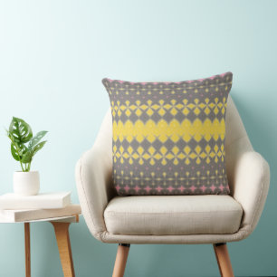Grey and yellow Throw Pillow