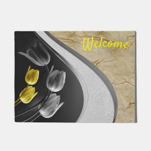 Grey and yellow tulip flowers texture 2021 colour doormat