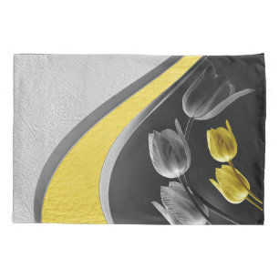 Grey and yellow tulip flowers texture 2021 colour pillowcase