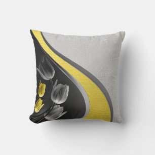 Grey and yellow tulips flower 2021 colours cushion