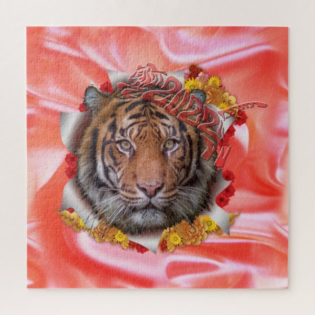 Grey and Yellow tulips on texture Canvas Print Jigsaw Puzzle (Vertical)