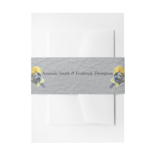 Grey and Yellow tulips on texture Invitation Belly Band