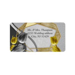 Grey and Yellow tulips on texture Label