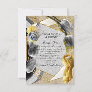Grey and Yellow tulips on texture RSVP Card