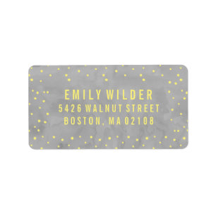 Grey and Yellow Watercolor Dots Baby Shower Label