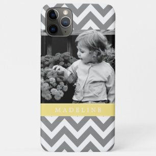 Grey and Yellow Zigzags Personalised Photo iPhone 11 Pro Max Case