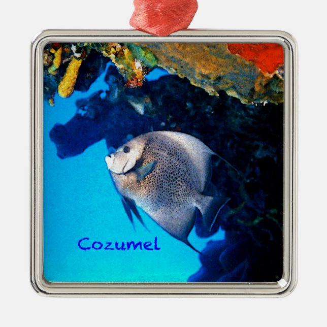 Grey Angelfish Metal Tree Decoration (Front)