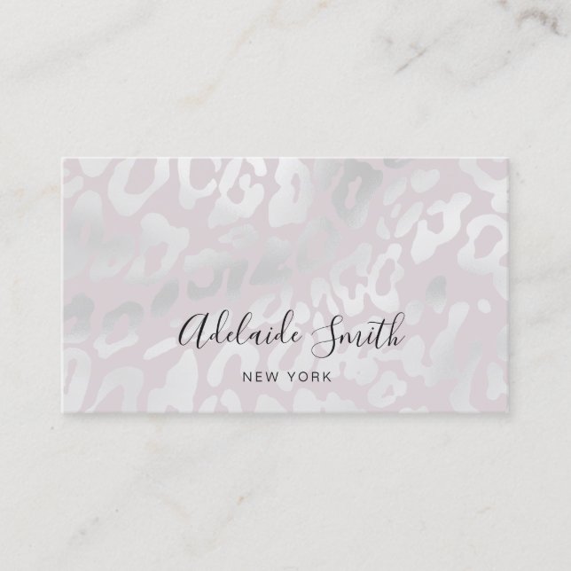 grey animal skin pattern business card (Front)